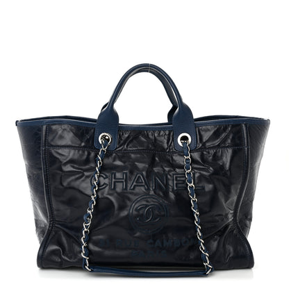 Chanel Glazed Calfskin Large Deauville Tote Blue 1 of 14