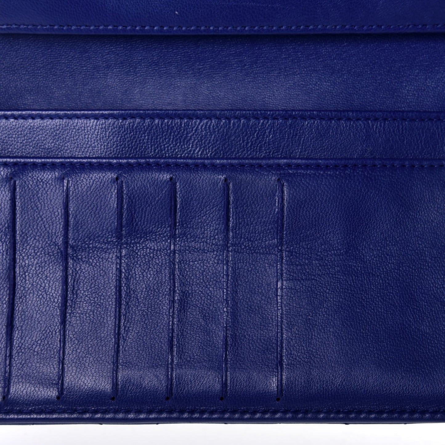 Lambskin Quilted Large Flap Wallet Navy