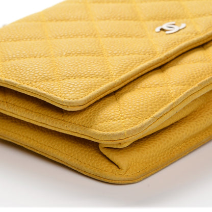 Chanel Iridescent Caviar Quilted Wallet on Chain WOC Yellow 7 of 9