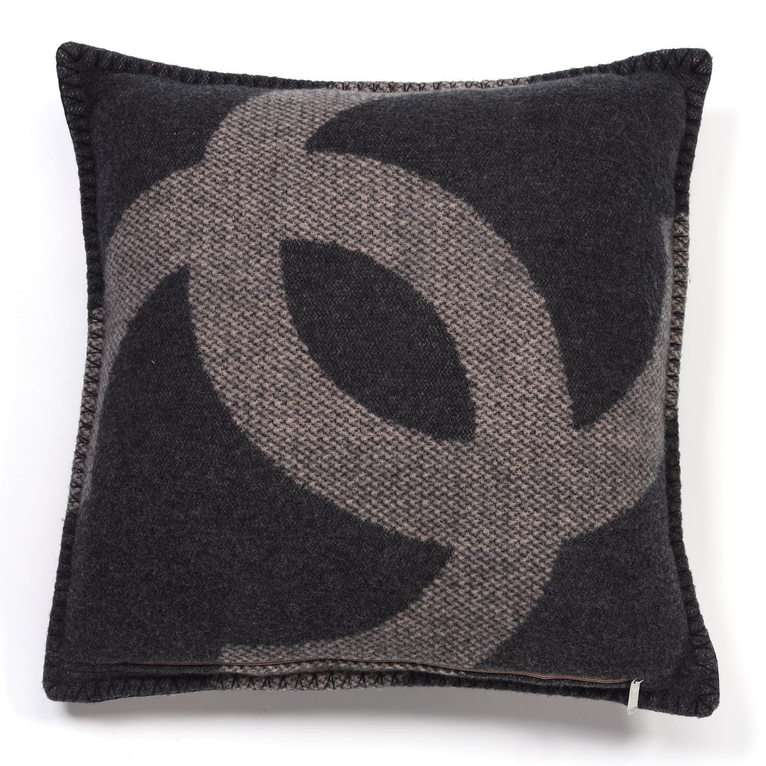 Chanel Merino Wool Cashmere CC Pillow Black Pink 2 of 3