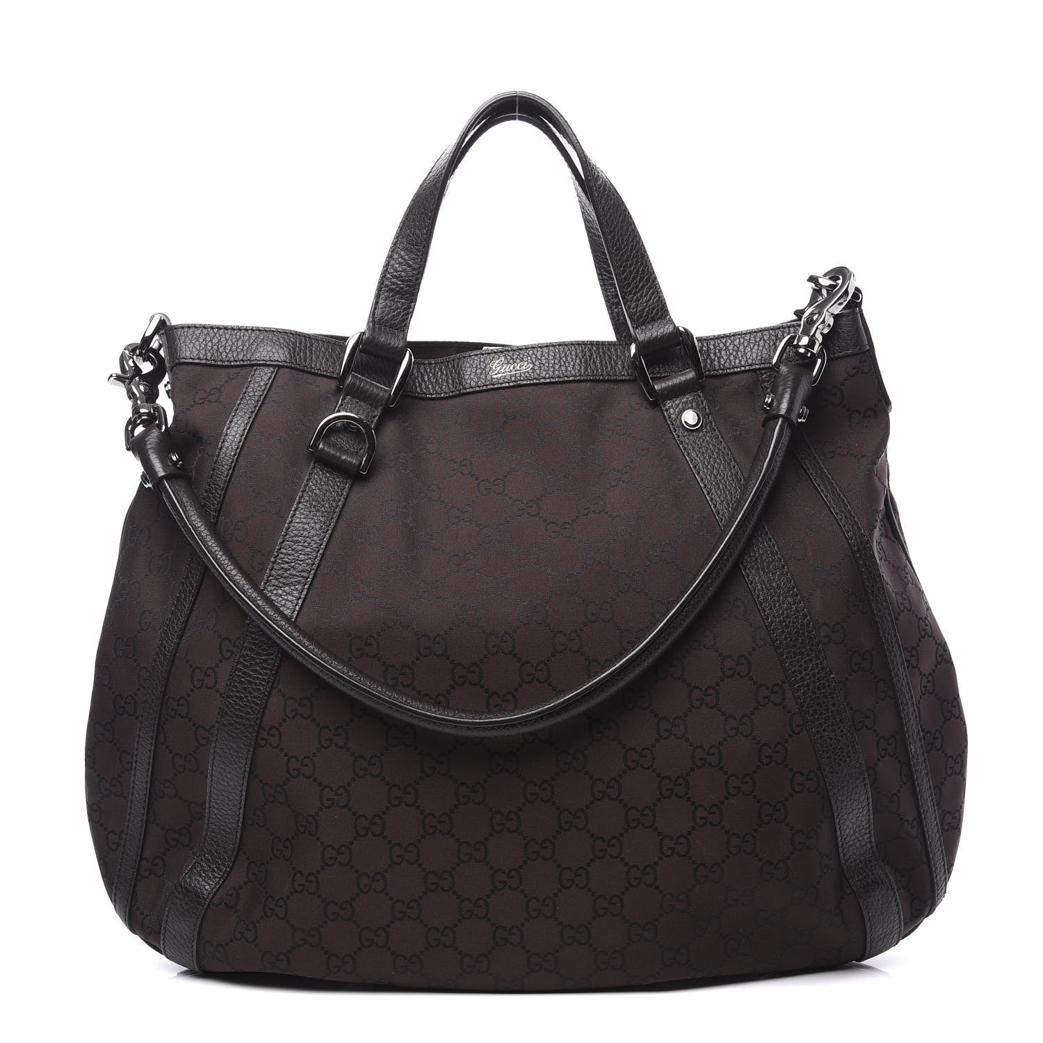 Gucci Monogram Medium Abbey Convertible Tote Dark Brown 1 of 10