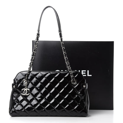 Chanel Patent Quilted Just Mademoiselle Bowling Bag Black 11 of 11