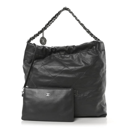 Chanel Shiny Calfskin Quilted Chanel 22 Dark Grey 2 of 10