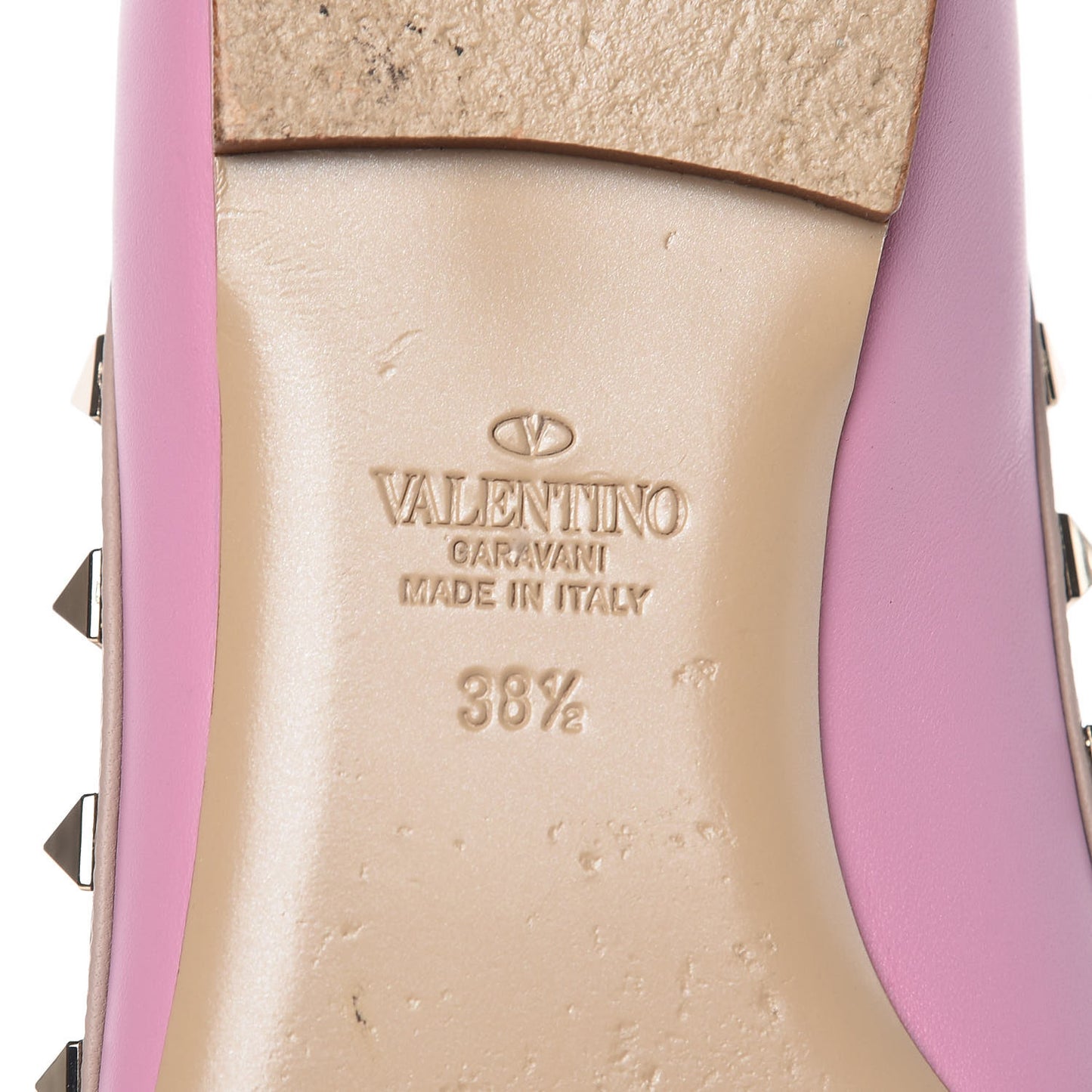 Calfskin Nappa Rockstud Ballerina Flats 38.5 Giacinto Poudre