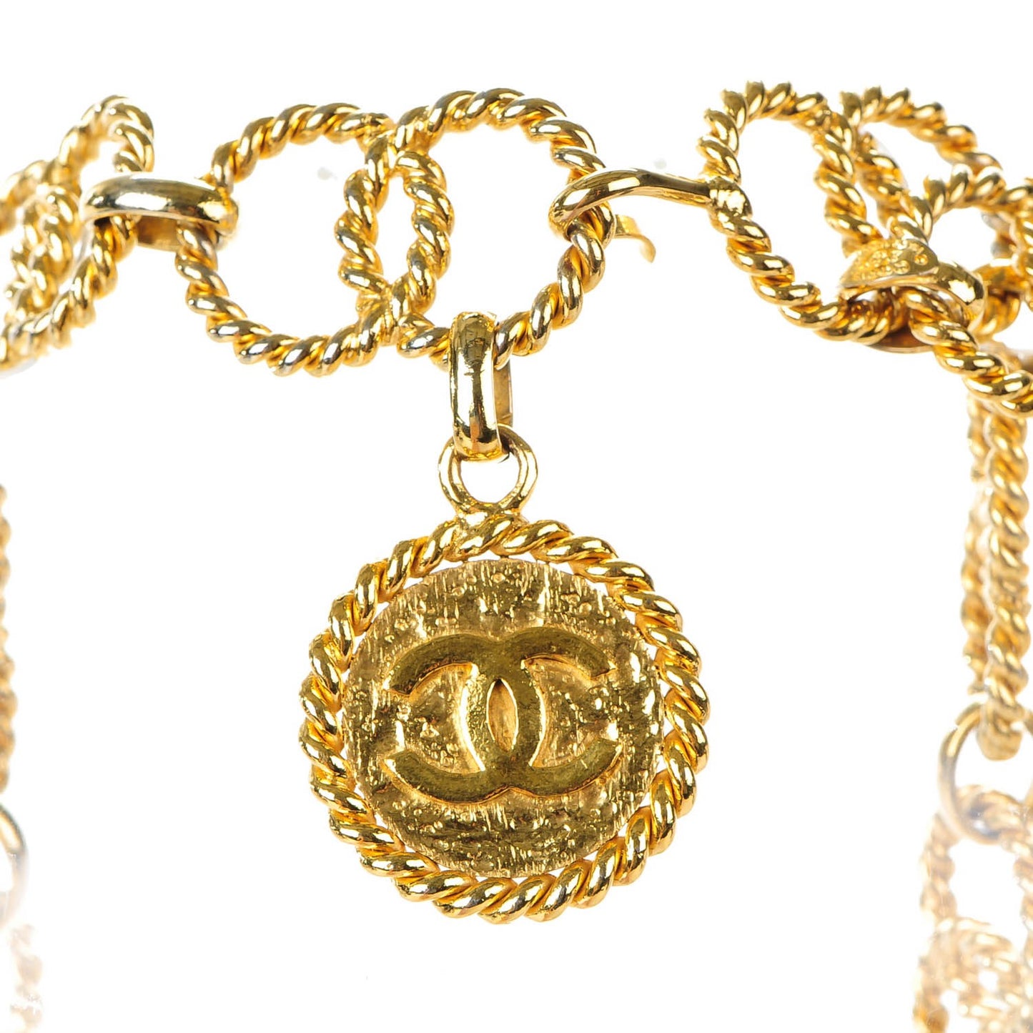 Chain CC Medallion Belt Gold