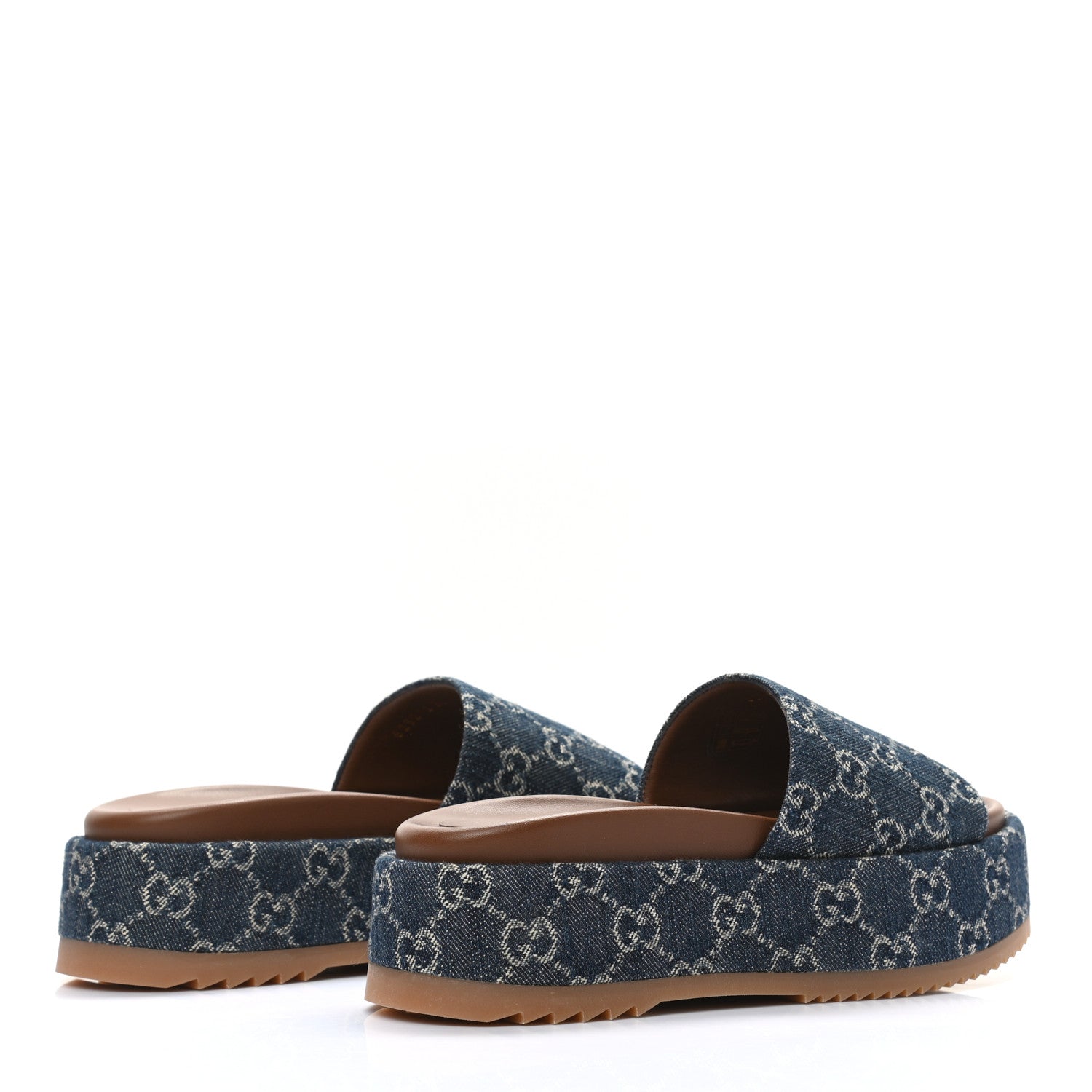 Gucci New Denim GG Monogram Angelina Platform 55mm Slide Sandals 36 Blue Tea 4 of 9