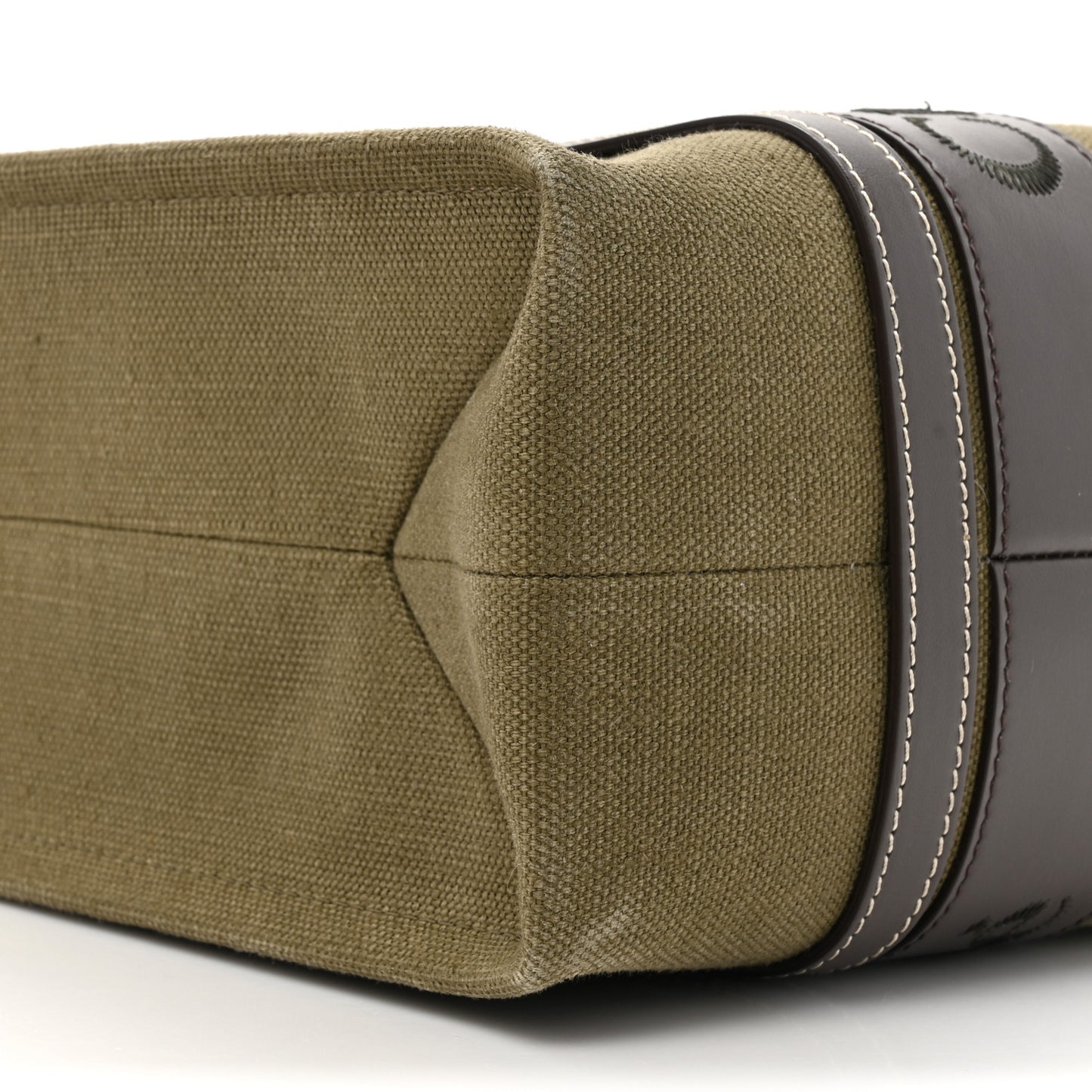 Linen Calfskin Medium Woody Tote Warm Green