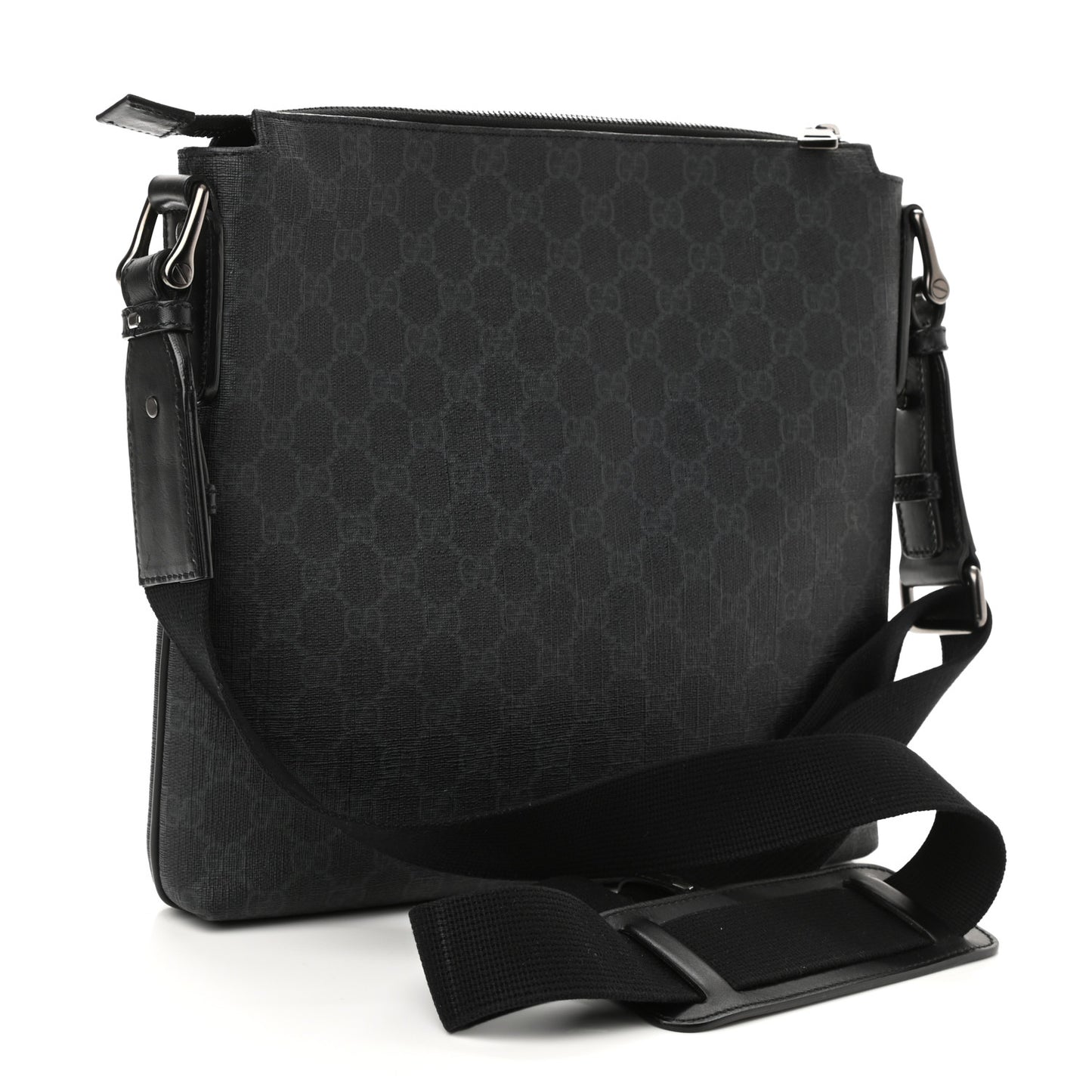 GG Supreme Monogram Crossbody Messenger Bag Black Grey