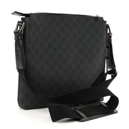 Gucci GG Supreme Monogram Crossbody Messenger Bag Black Grey 2 of 9