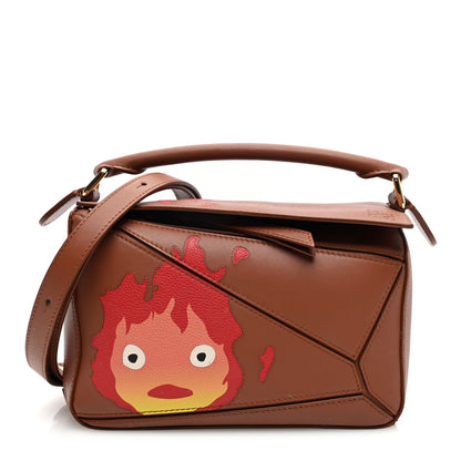 Loewe X HOWLS MOVING CASTLE Satin Calfskin Small Calcifer Puzzle Bag Rust 1 of 9