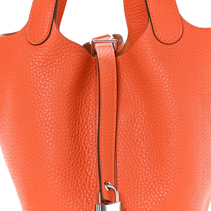 Hermes Taurillon Clemence Picotin Lock 18 PM Orange Poppy 8 of 12