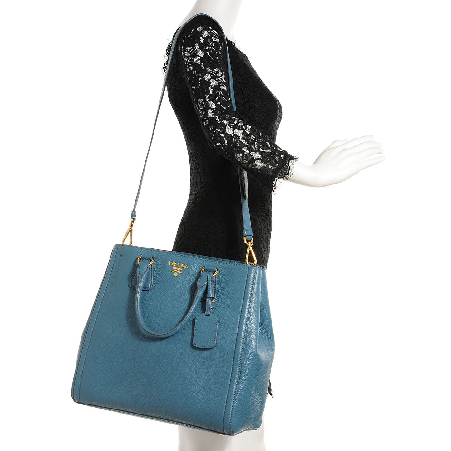 Vitello Daino Large Shopping Tote Marine
