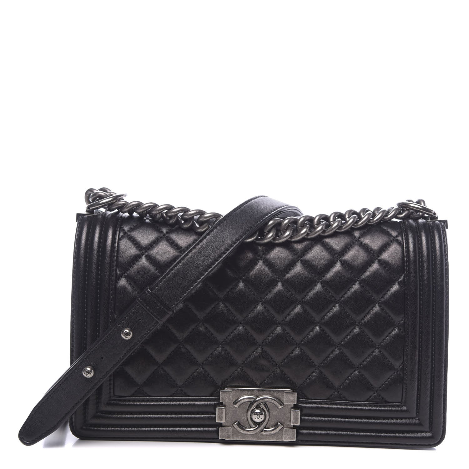 Chanel Lambskin Quilted Medium Boy Flap Black 1 of 15