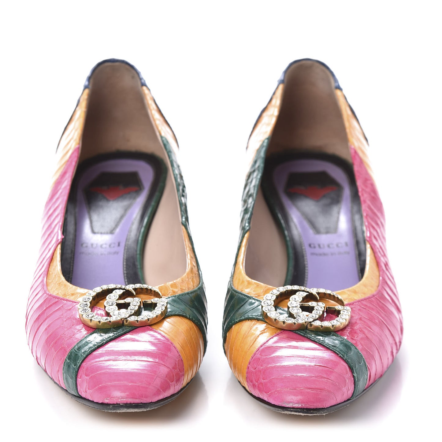 Snakeskin Crystal Double G Pumps 38 Multicolor