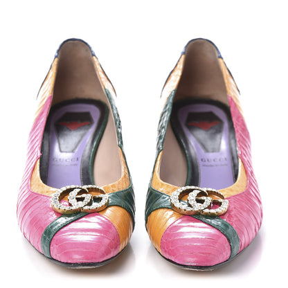 Gucci Snakeskin Crystal Double G Pumps 38 Multicolor 2 of 8