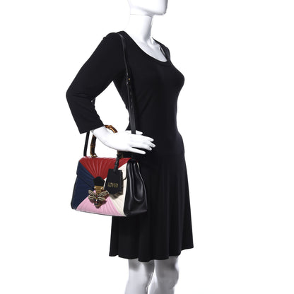 Gucci Calfskin Bamboo Trapuntata Queen Margaret Top Handle Bag Blue Agata Hibiscus Red Mystic White Sugar Pink 2 of 20
