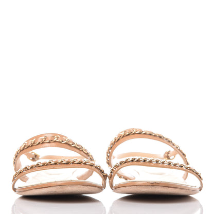 Chanel Calfskin Chain CC Sandals 40.5 Beige 2 of 17