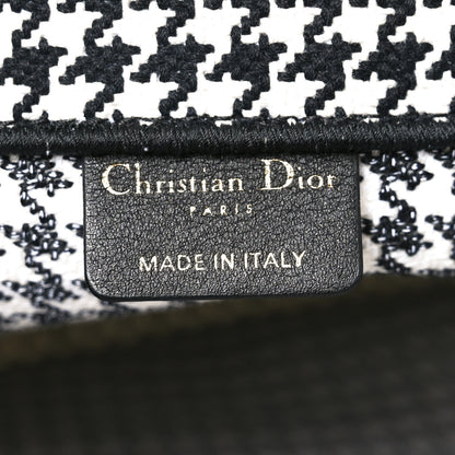 Christian Dior Canvas Houndstooth Embroidered Book Tote Black White 6 of 10