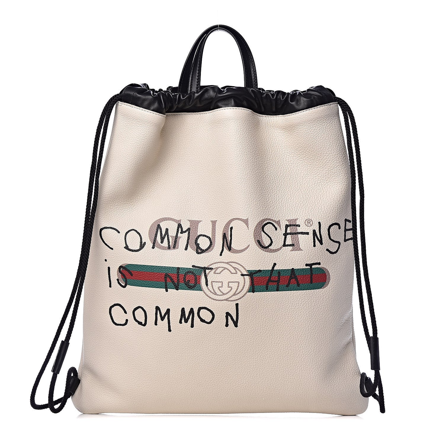 Calfskin Coco Capitan Logo Drawstring Backpack Mystic White