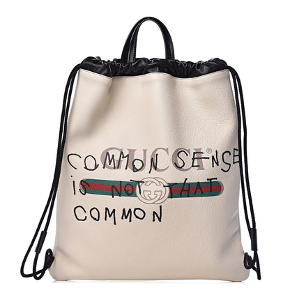 Gucci Calfskin Coco Capitan Logo Drawstring Backpack Mystic White 1 of 10