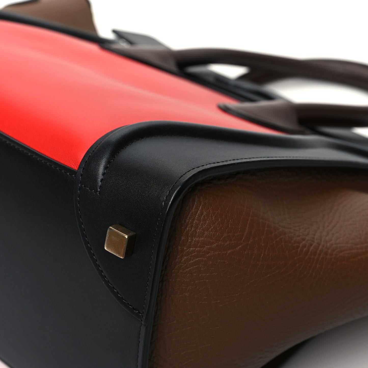 Calfskin Bullhide Mini Luggage Tri-Color Bright Red
