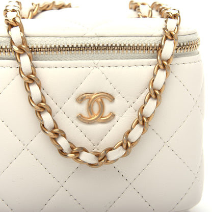 Chanel Lambskin Quilted Pearl Crush Mini Vanity Case With Chain White 10 of 10