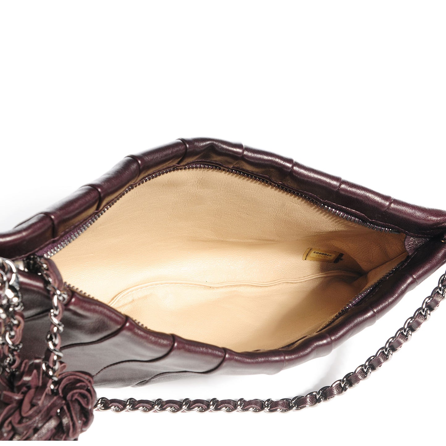 Lambskin Pleated Tassel Shoulder Bag Brown
