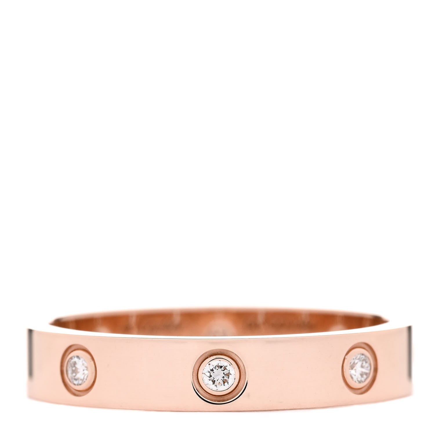 Cartier 18K Pink Gold 8 Diamond 4mm LOVE Wedding Band Ring 60 9 1 of 5