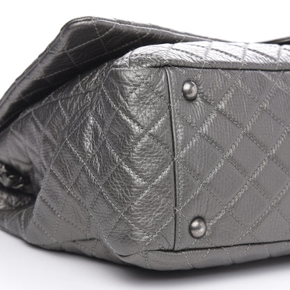 Chanel Metallic Calfskin Quilted XXL Travel Flap Bag Dark Silver 8 of 10