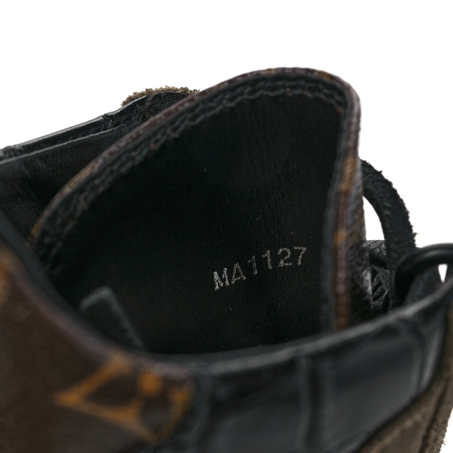 Suede Calfskin Monogram Laureate Platform Desert Boots 38.5 Taupe