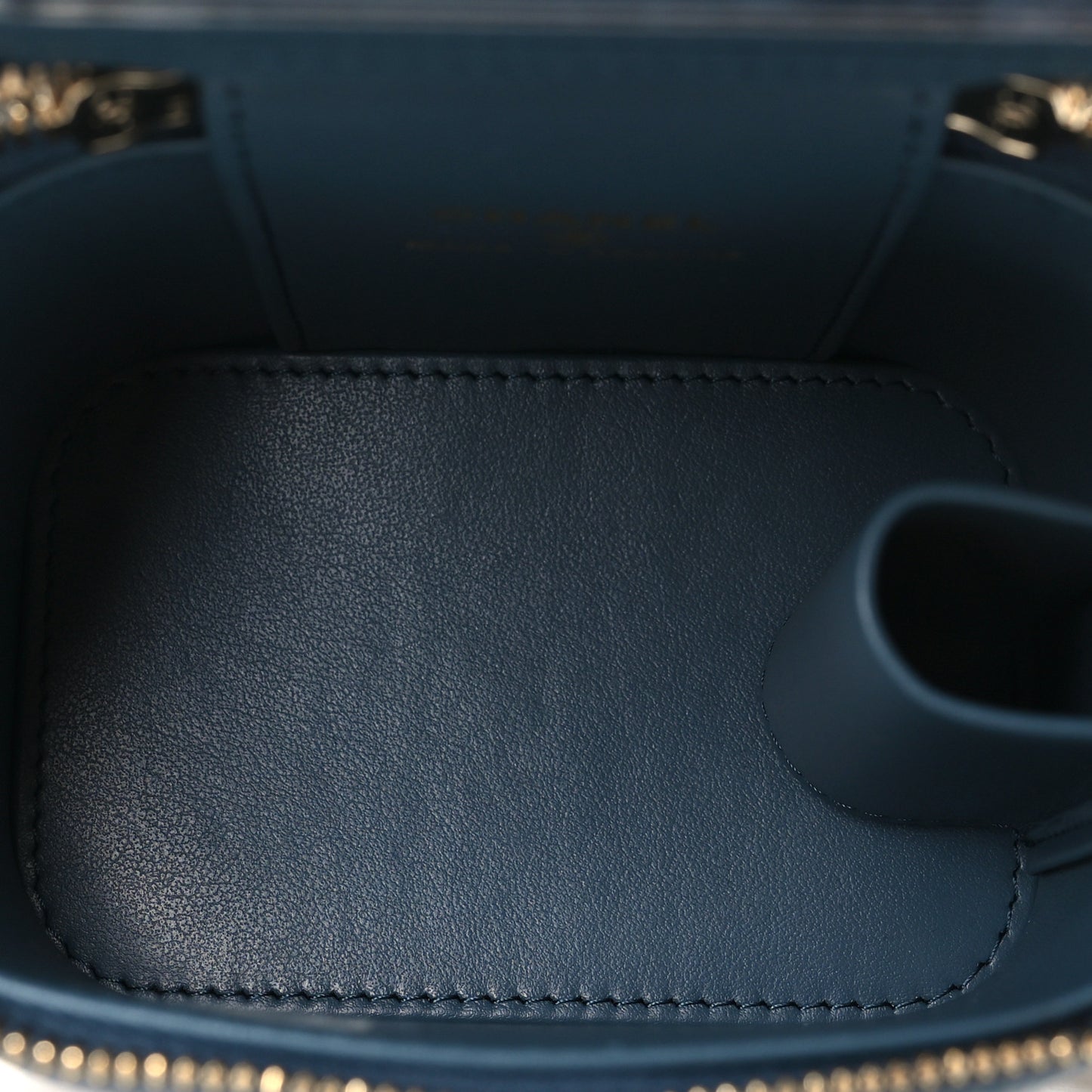 Caviar Quilted Mini Vanity Case With Chain Blue