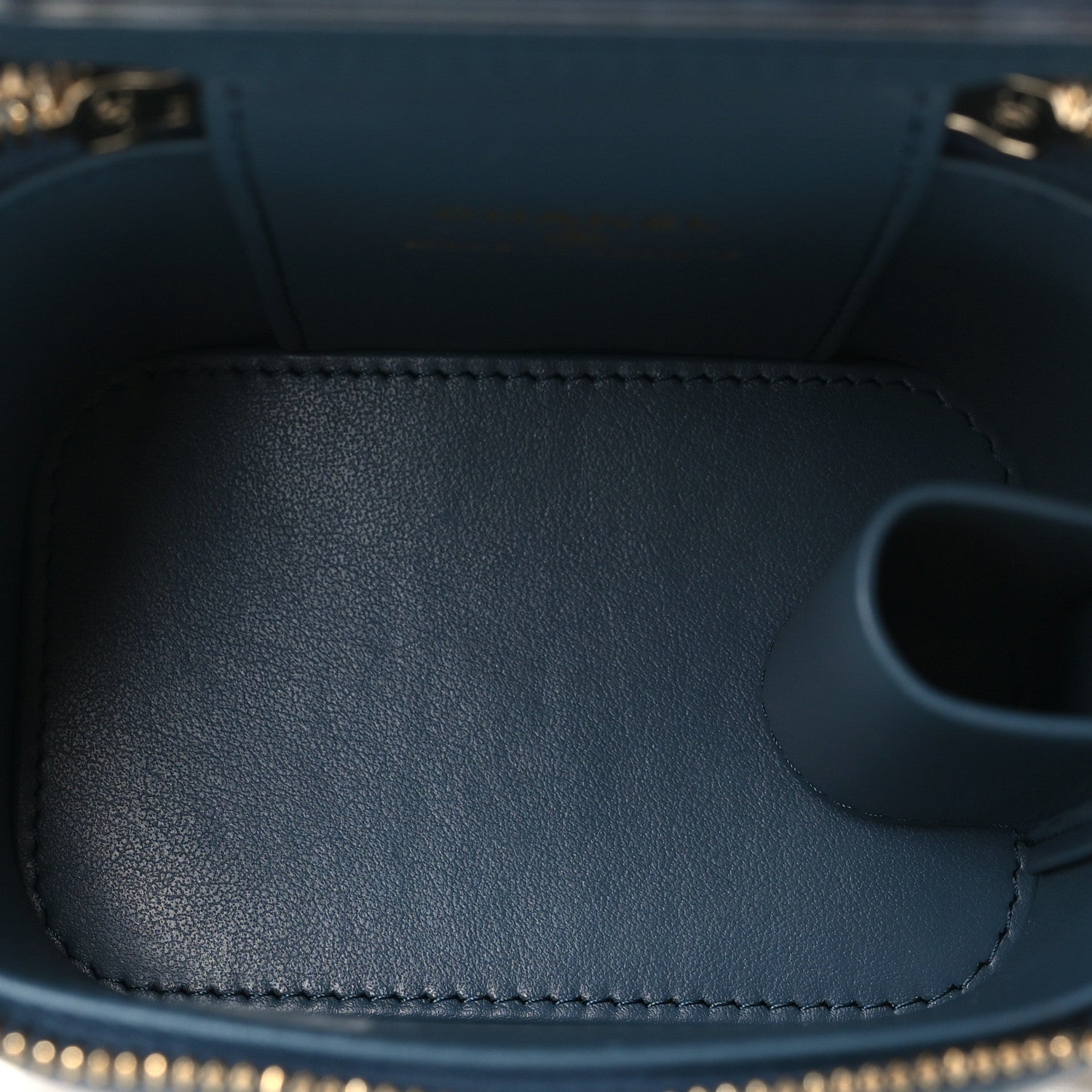 Chanel Caviar Quilted Mini Vanity Case With Chain Blue 5 of 10