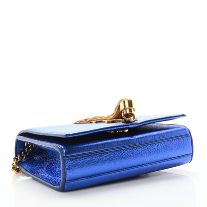 Saint Laurent Metallic Calfskin Small Classic Monogram Kate Tassel Satchel Blue Royal 4 of 10