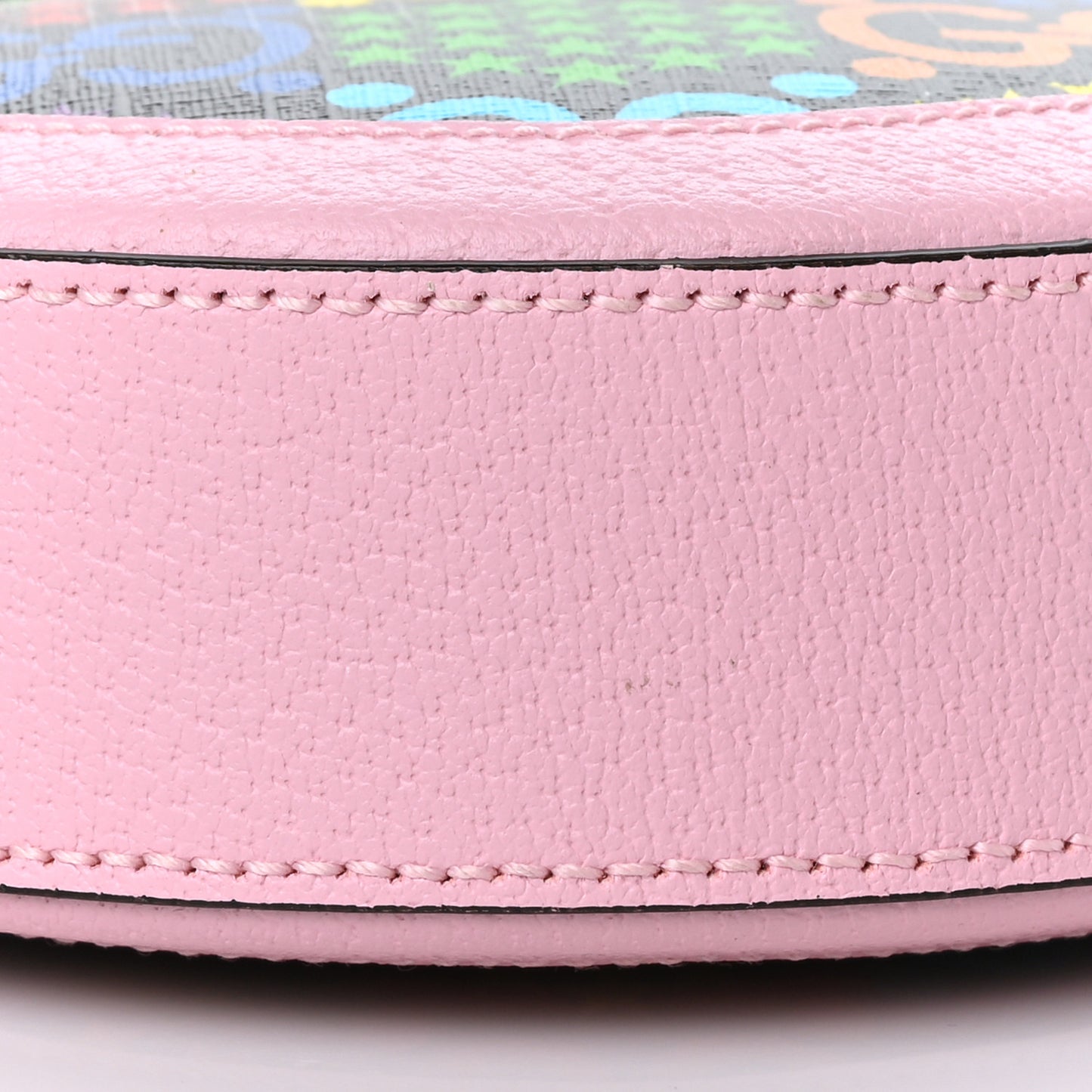 GG Supreme Monogram Psychedelic Round Shoulder Bag Black Multicolor Sugar Pink