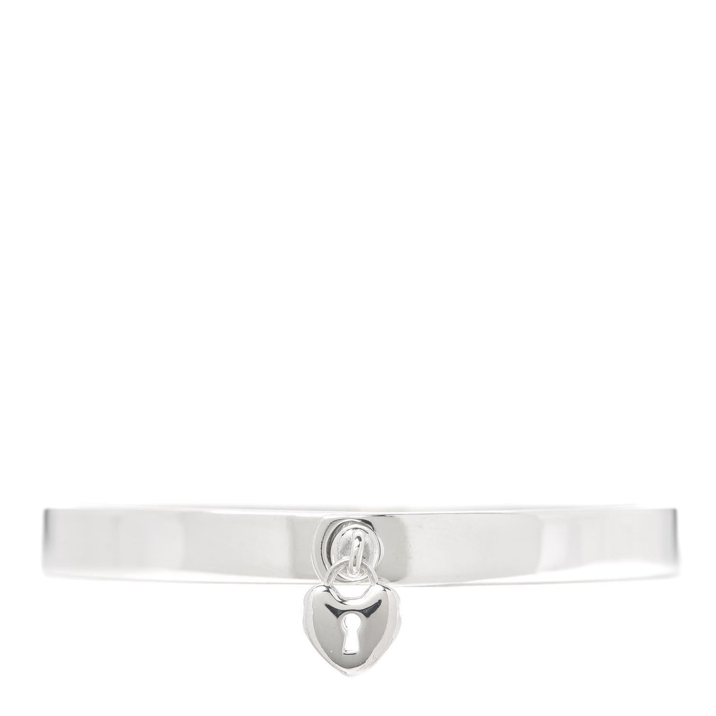 Sterling Silver Heart Lock Bangle Bracelet
