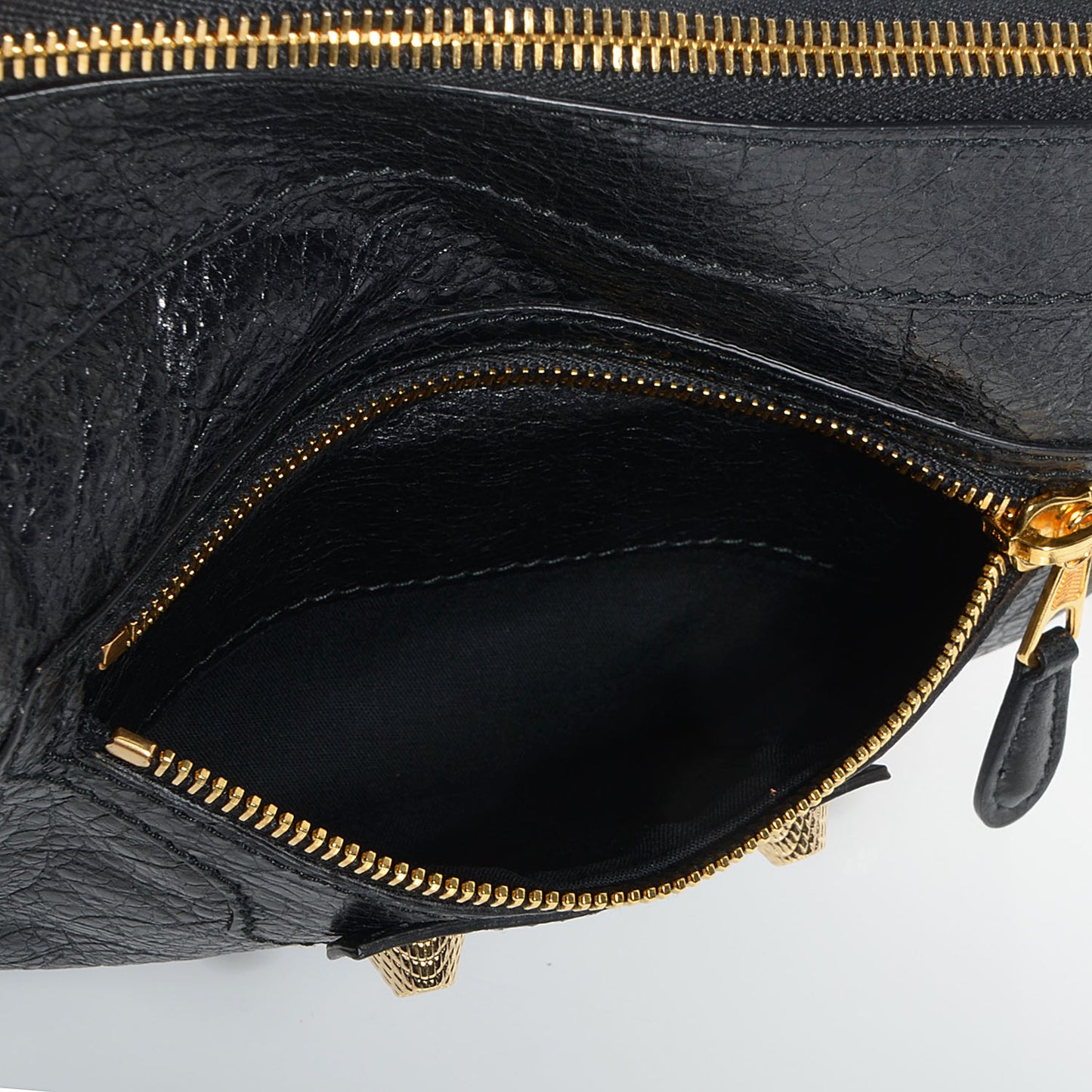 Agneau Giant 12 Gold Hardware Flat Handle Clutch Black