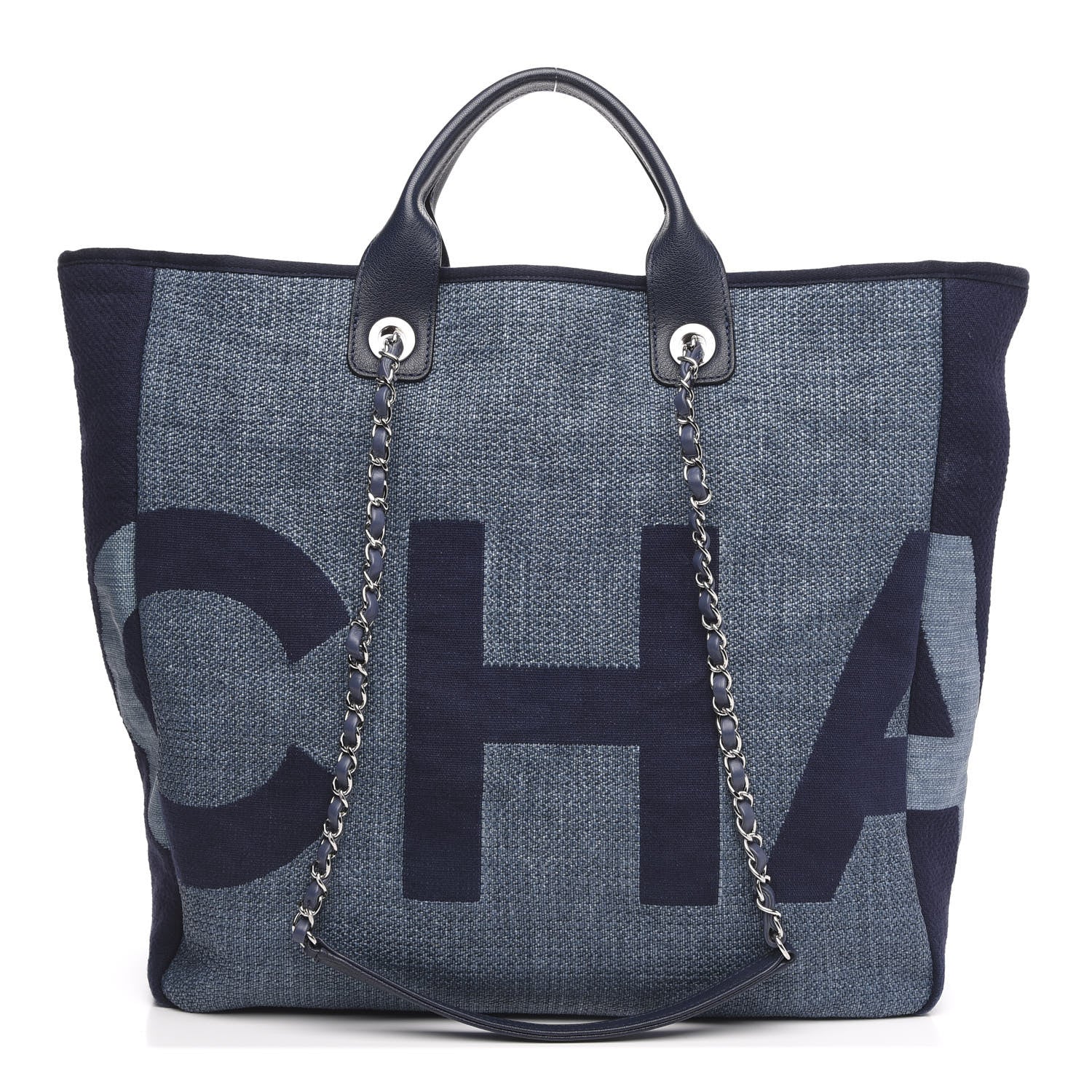 Chanel Canvas Large Shopping Tote Dark Blue 1 of 11