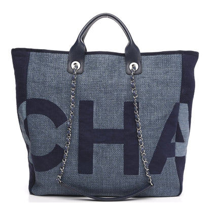 Chanel Canvas Large Shopping Tote Dark Blue 1 of 11