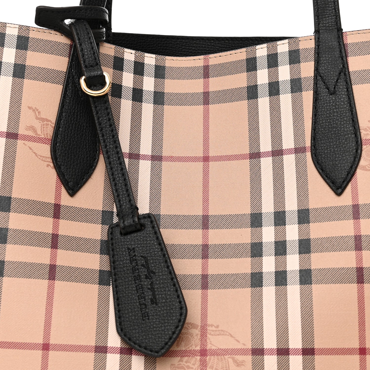 Burberry Grainy Calfskin Haymarket Check Medium Reversible Tote Black 8 of 10