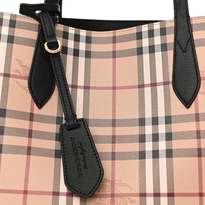 Burberry Grainy Calfskin Haymarket Check Medium Reversible Tote Black 8 of 10