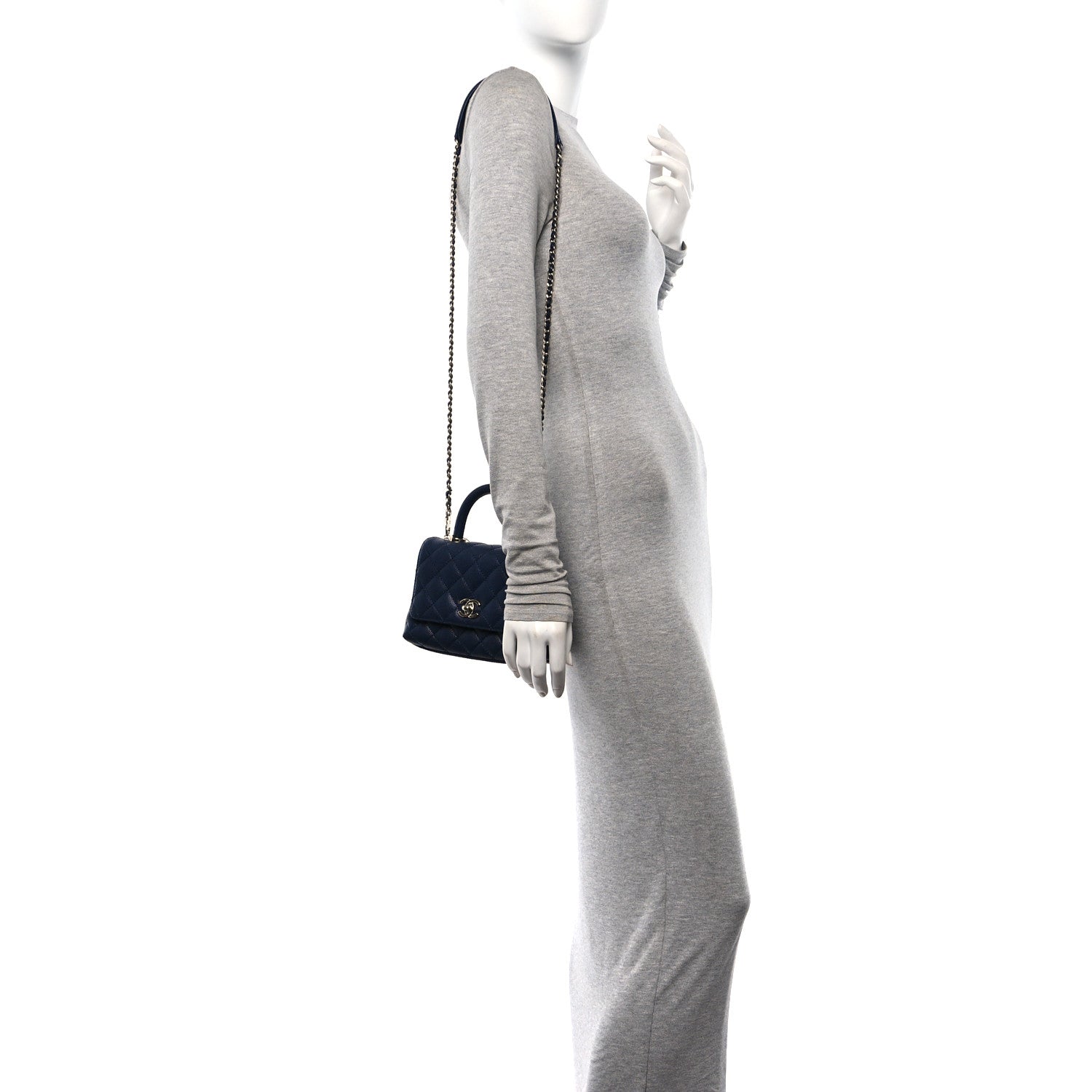 Chanel Caviar Quilted Extra Mini Coco Handle Flap Navy 2 of 11
