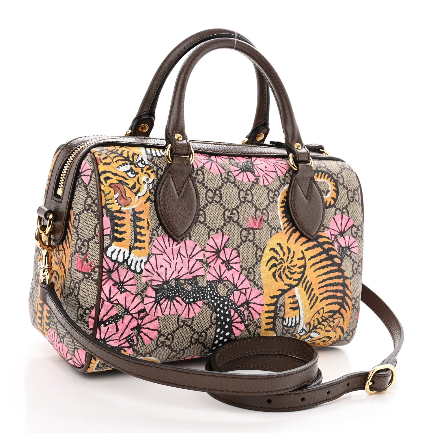 Gucci GG Supreme Monogram Bengal Small Boston Beige Pink 3 of 9