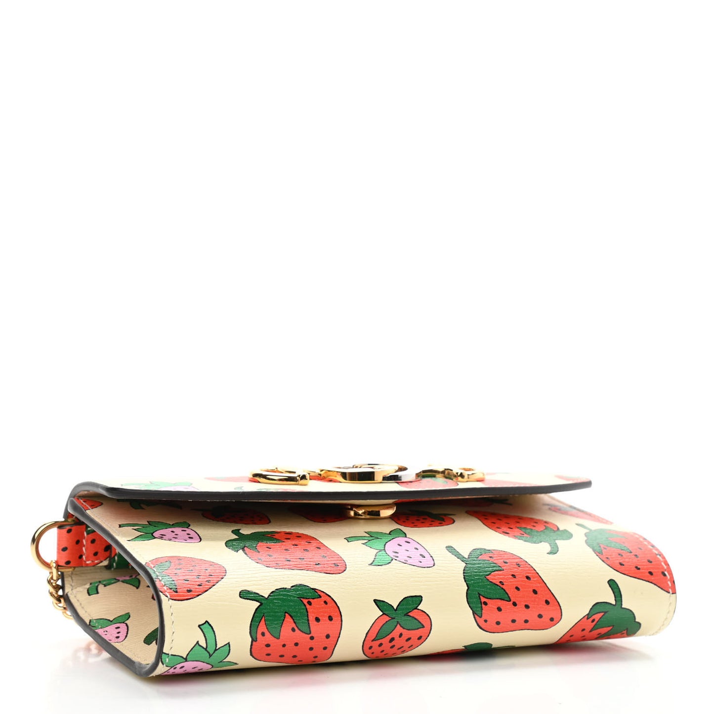 Calfskin Strawberry Print Mini Zumi Shoulder Bag Ivory Red