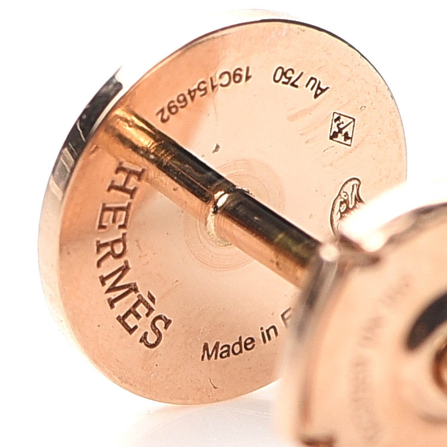 Hermes 18K Rose Gold TPM Ex-Libris Stud Earrings 4 of 6