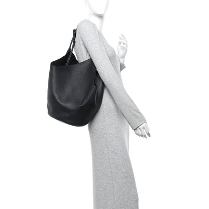 Khaite Pebbled Sport Calfskin Medium Lotus Tote Black 2 of 10