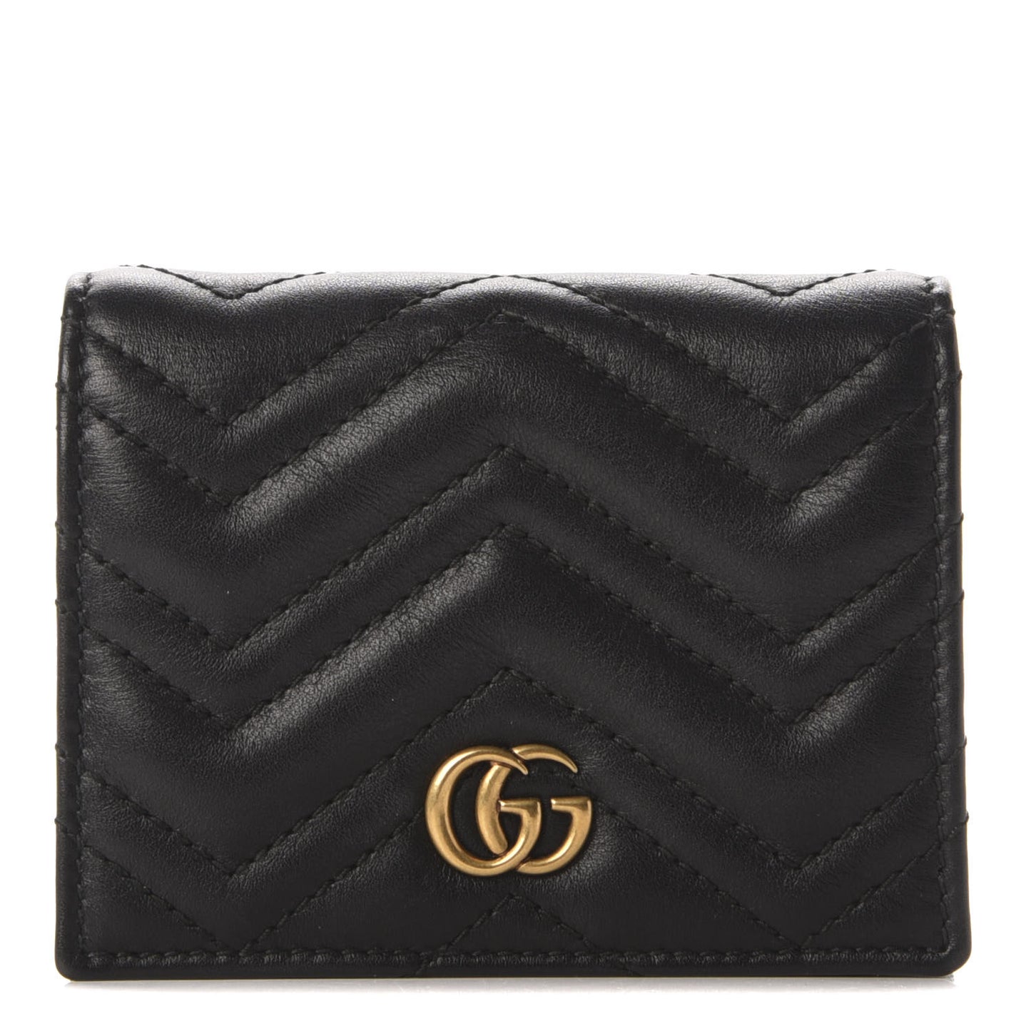 Calfskin Matelasse GG Marmont Card Case Wallet Black