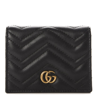 Gucci Calfskin Matelasse GG Marmont Card Case Wallet Black 1 of 12