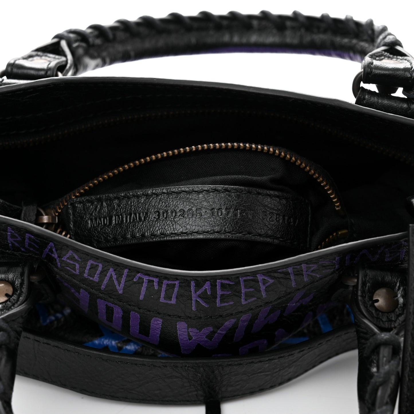 Agneau Arena Graffiti All Over Classic Hardware Mini City Black Bleu Violet