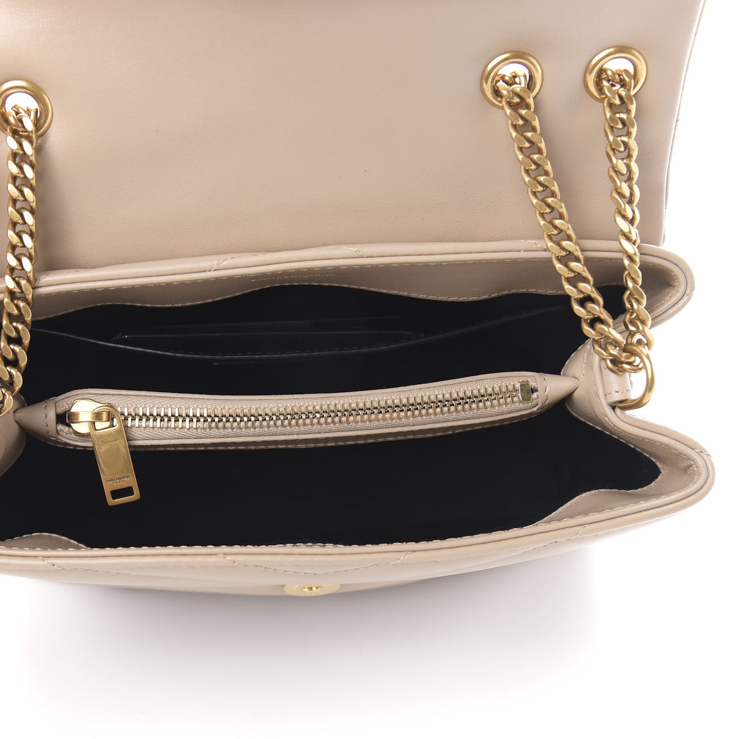 Calfskin Y Quilted Monogram Small Loulou Chain Satchel Dark Beige