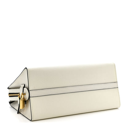 Prada Saffiano City Calfskin Medium Esplanade White Black 4 of 13